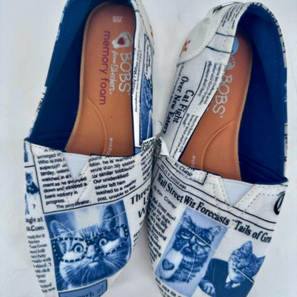 BLUE & WHITE W Shoe Size 6 bobs Flats