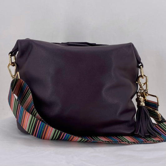 dark purple POM POM Cross-body