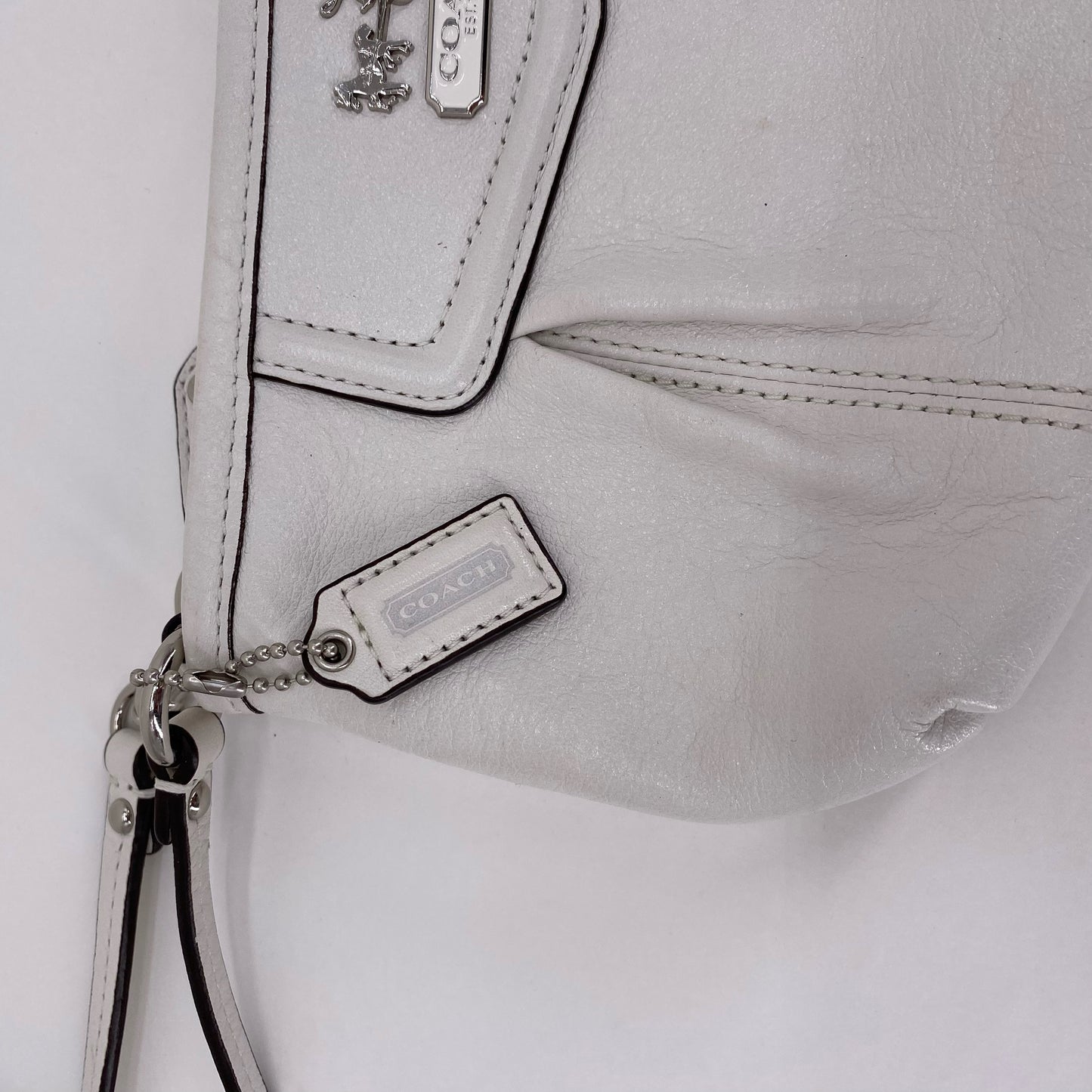 White COACH Leather Wristlet