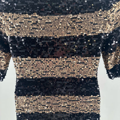 Size L BCBG MAXAZRIA Stripe Sequin Dress