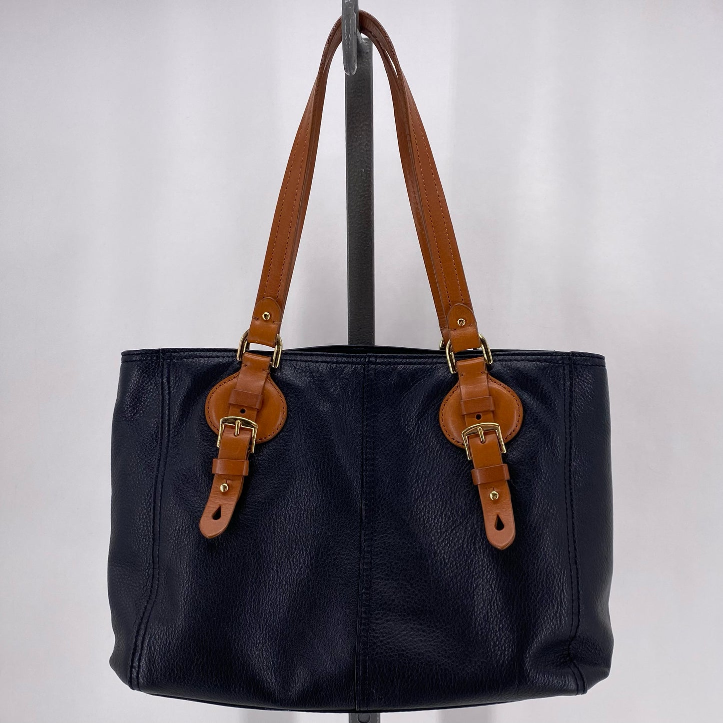 Black RALPH LAUREN Pebbeled Leather Shoulder Bag