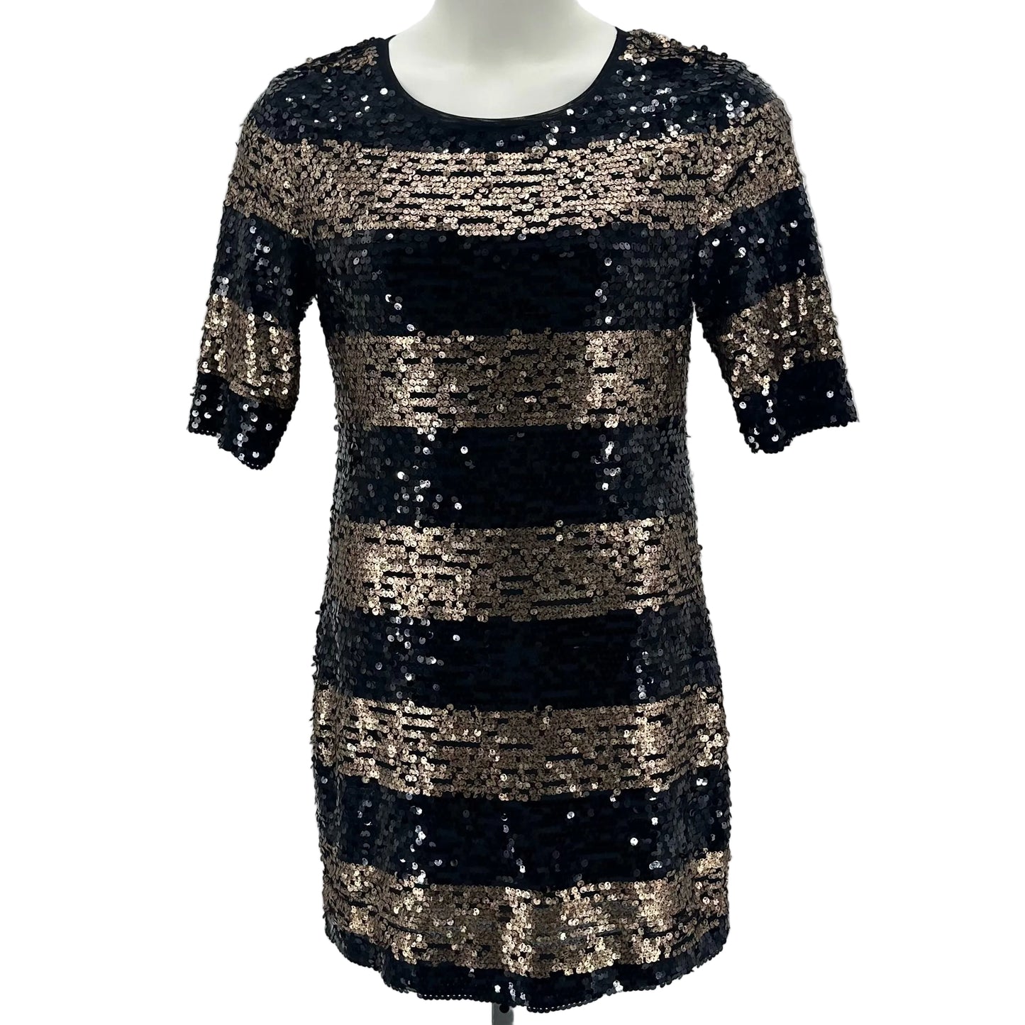 Size L BCBG MAXAZRIA Stripe Sequin Dress