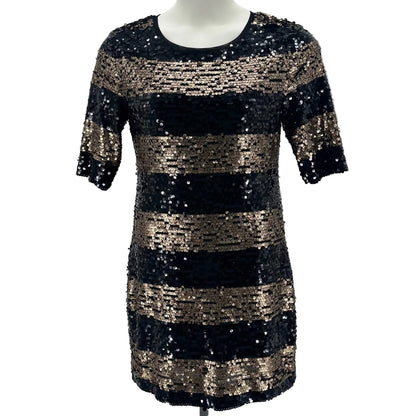 Size L BCBG MAXAZRIA Stripe Sequin Dress