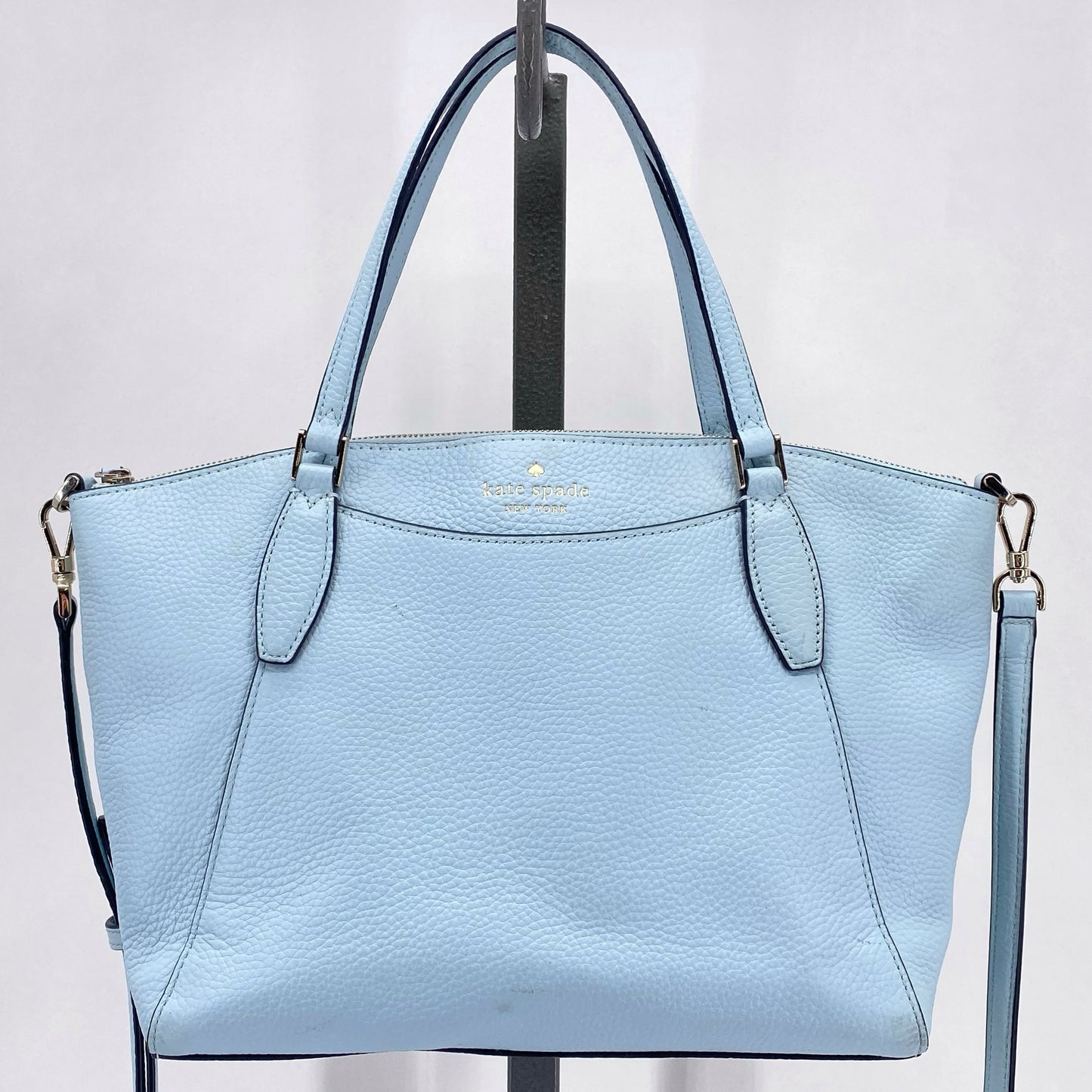 LT BLUE KATE SPADE Leather Pebbeled Leather Satchel
