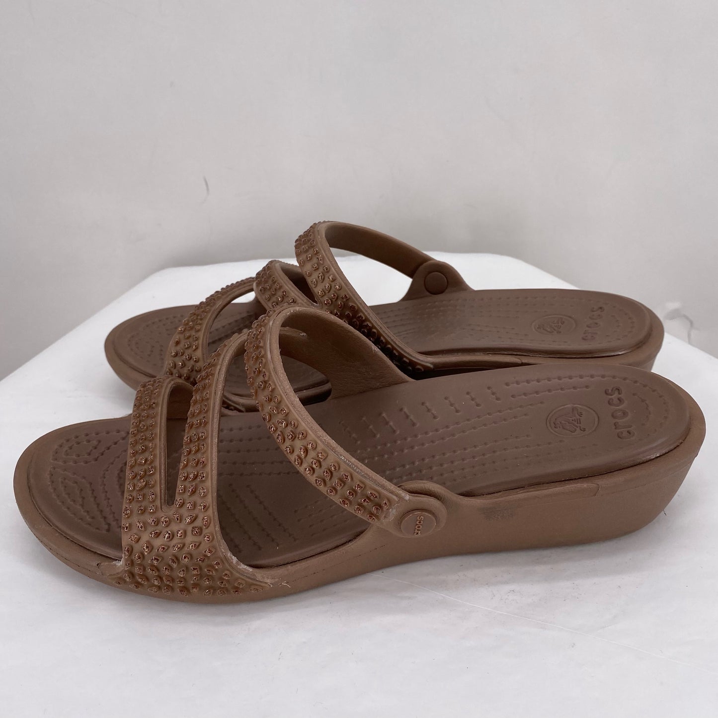 BROWN W Shoe Size 8 CROCS Sandals