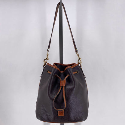 DARK BROWN DOONEY & BOURKE Leather Pebbeled Leather Shoulder Bag