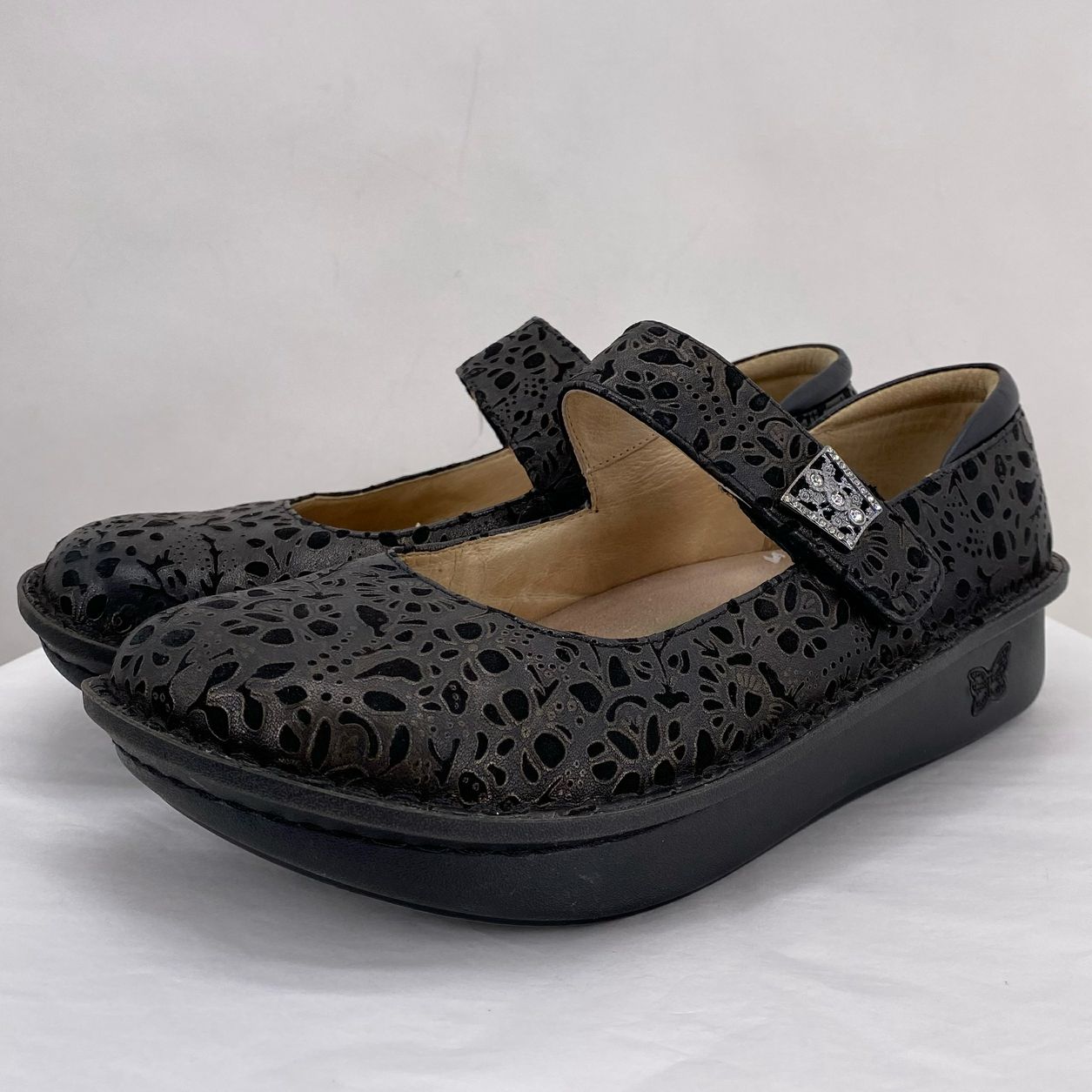 BLACK/BROWN W Shoe Size 40 ALEGRIA Flats