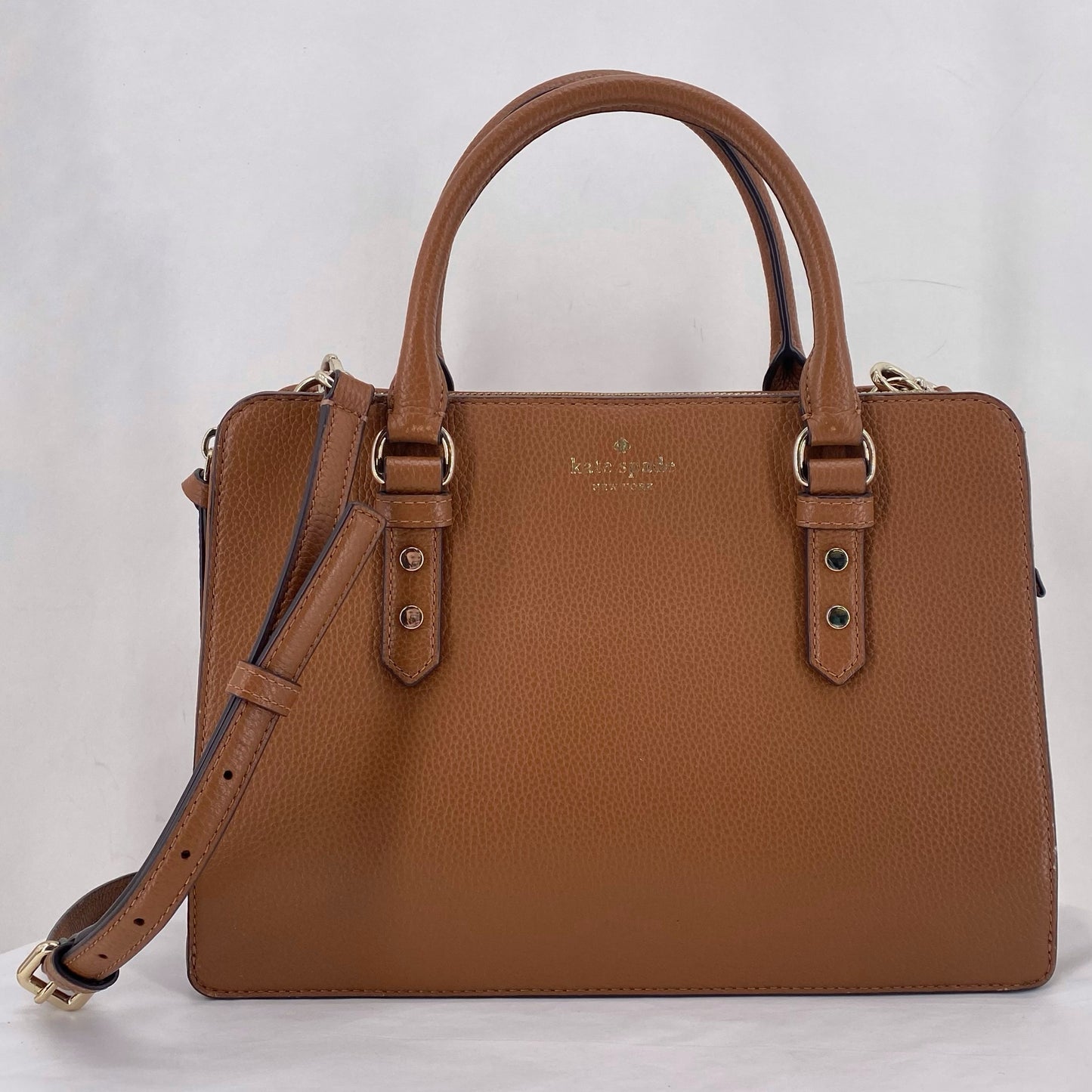 Camel KATE SPADE Leather Pebbeled Leather Satchel