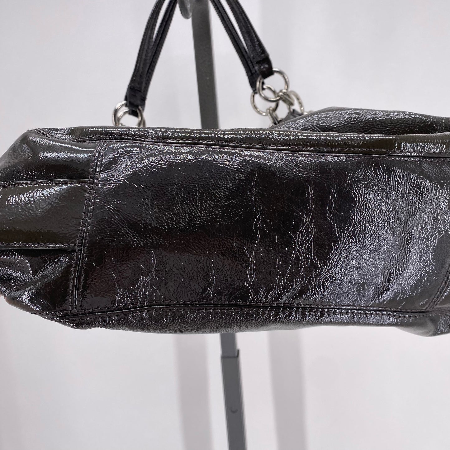 DARK GRAY COACH Leather PATENT Hobo