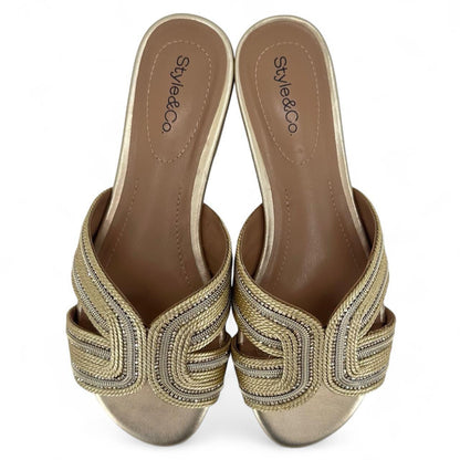 GOLD W Shoe Size 6.5 STYLE & CO Sandals