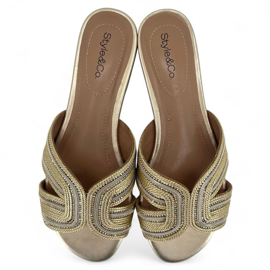 GOLD W Shoe Size 6.5 STYLE & CO Sandals
