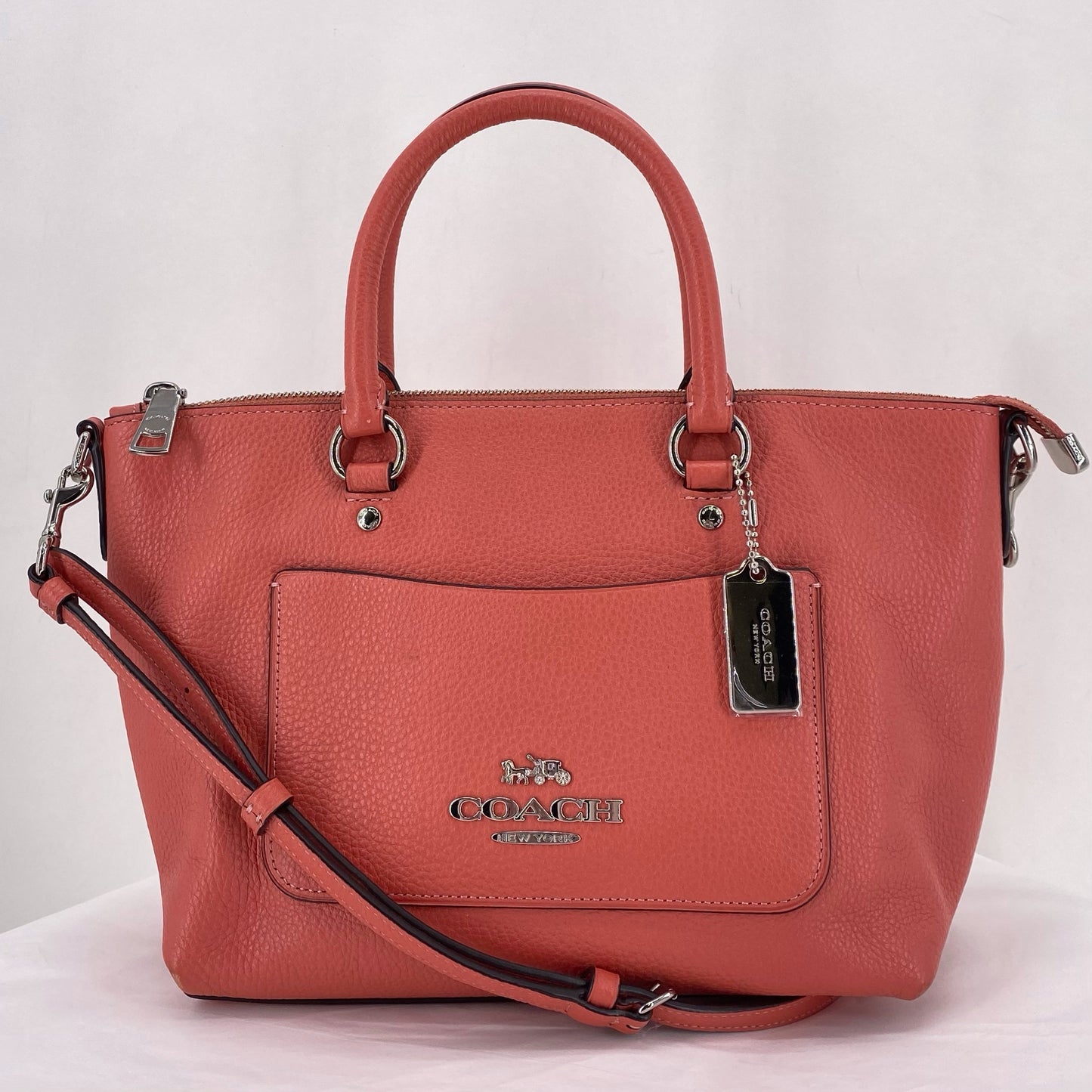 SALMON COACH Leather Pebbeled Leather Cross-body