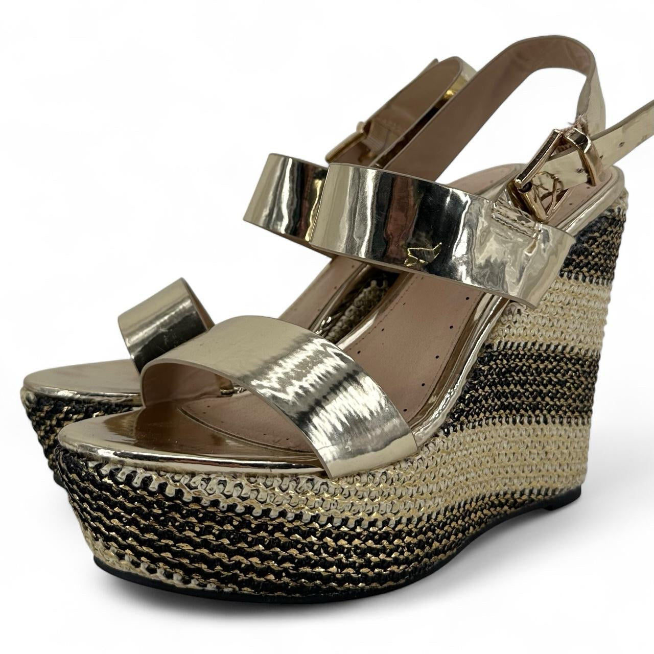 GOLD W Shoe Size 8 LONDON RAG Wedge