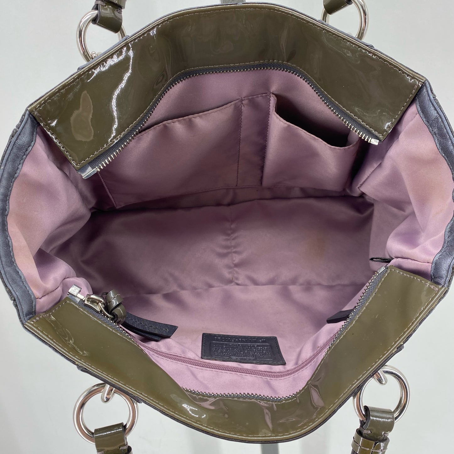 Green COACH PATENT Tote