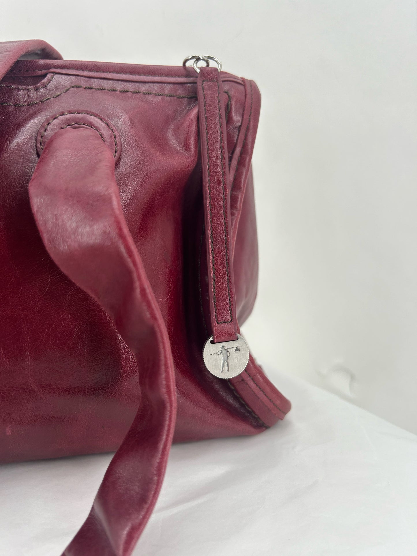 Red HOBO Leather Shoulder Bag