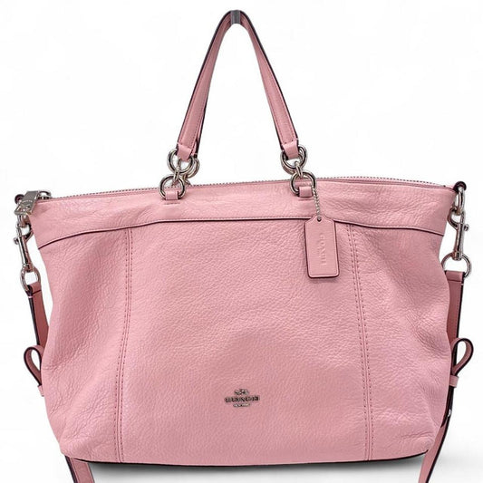 Pink COACH Leather Pebbeled Leather Satchel