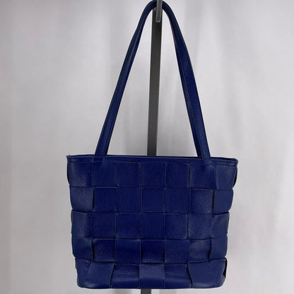 Blue Leather Shoulder Bag