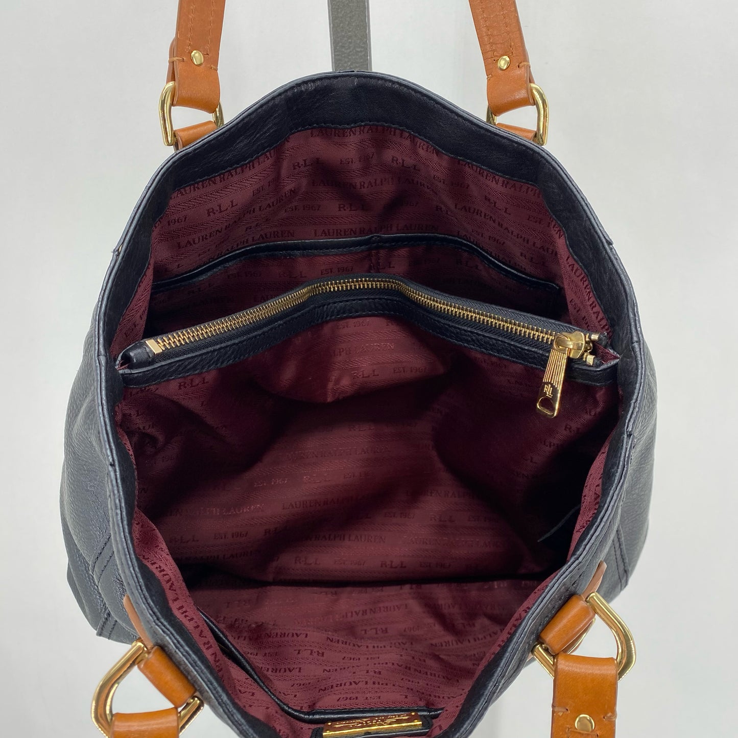 Black RALPH LAUREN Pebbeled Leather Shoulder Bag