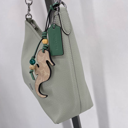 LT GREEN COACH Leather Pebbeled Leather Shoulder Bag