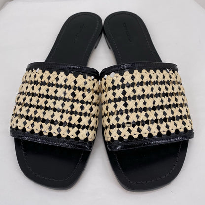 BLACK&CREAM W Shoe Size 9 TORY BURCH Sandals