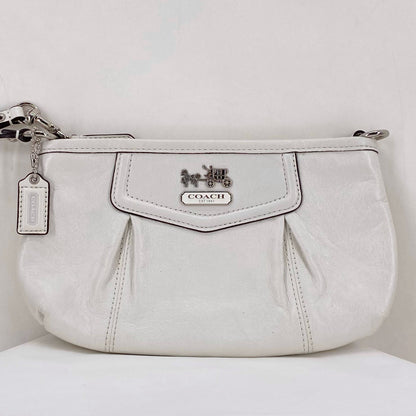 White COACH Leather Wristlet