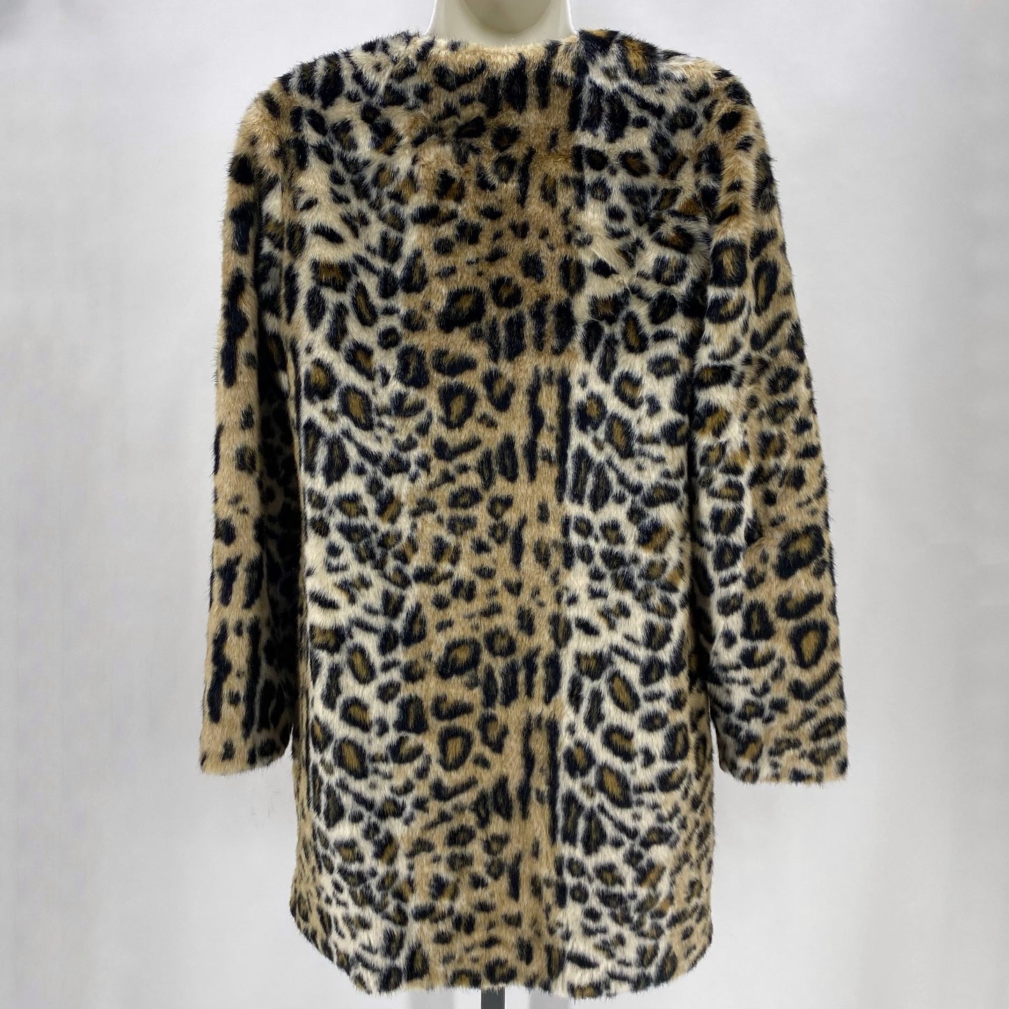 Size XS WHITE HOUSE BLACK FAUX FUR LEOPARD Coat