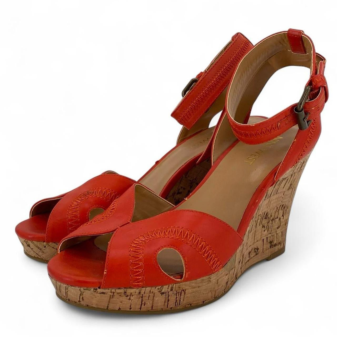 Orange-Red W Shoe Size 7 NINE WEST Wedge
