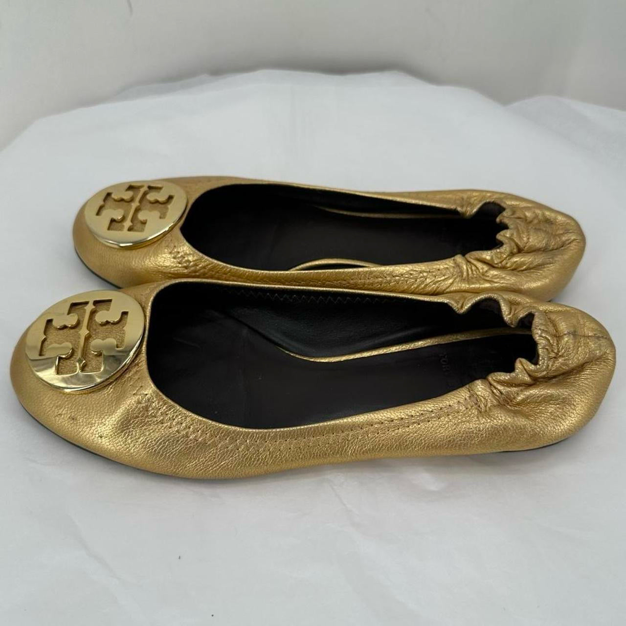 GOLD W Shoe Size 7 TORY BURCH Flats