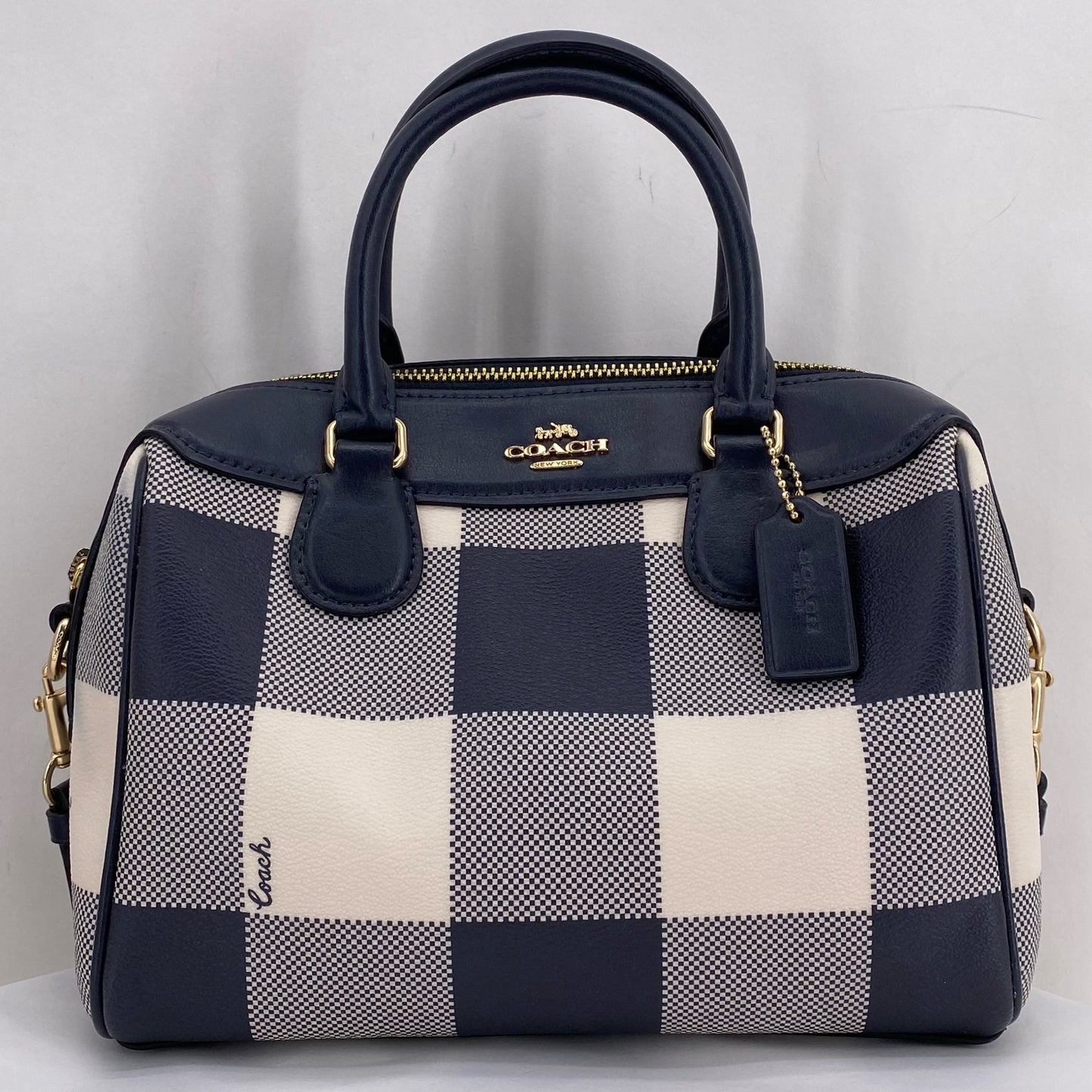 NAVY&WHITE COACH Satchel