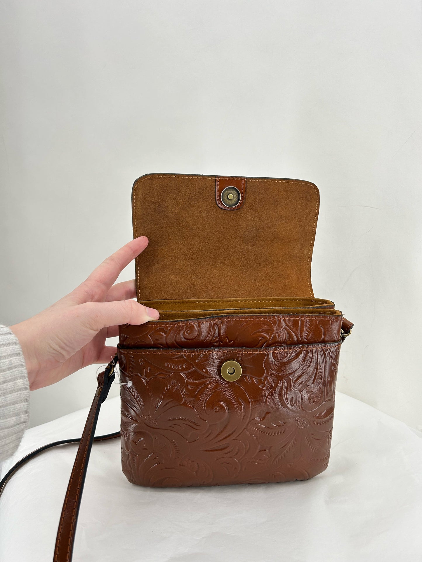 REDDISH BROWN PATRICIA NASH Leather Cross-body