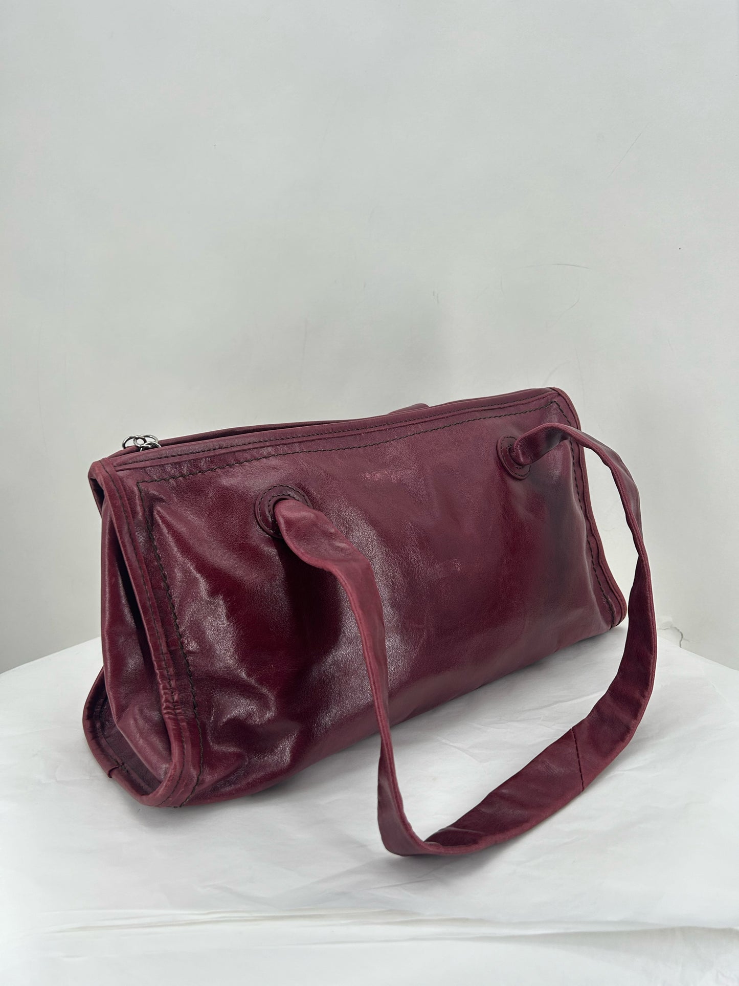 Red HOBO Leather Shoulder Bag