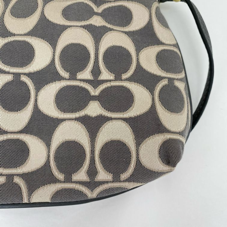 GRAY & WHITE COACH FABRIC Wristlet