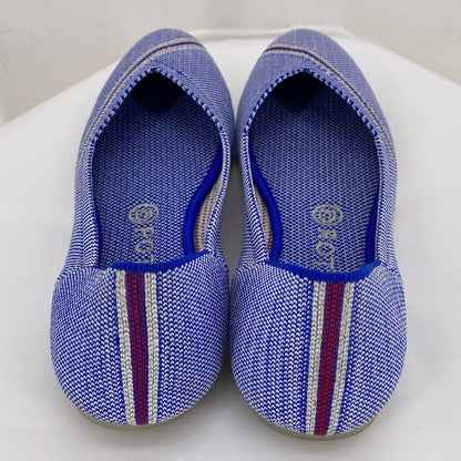 BLUE & WHITE W Shoe Size 9 ROTHY'S Flats