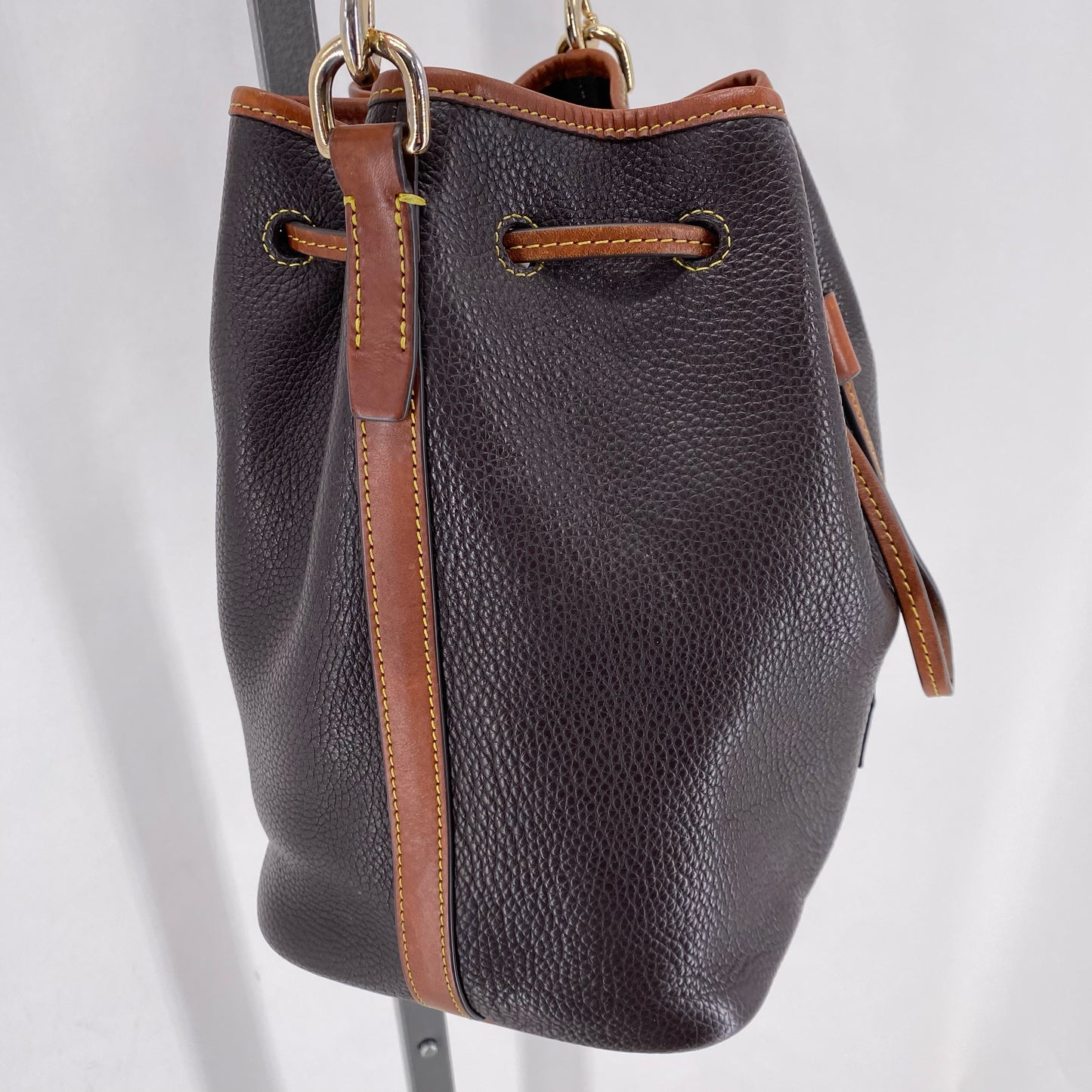 DARK BROWN DOONEY & BOURKE Leather Pebbeled Leather Shoulder Bag