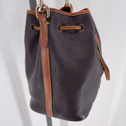 DARK BROWN DOONEY & BOURKE Leather Pebbeled Leather Shoulder Bag