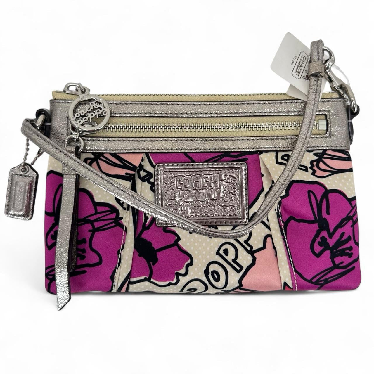 TAN/WHITE COACH Wristlet
