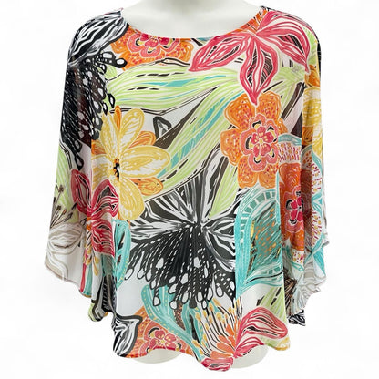 Size L/XL CHICO'S FLOWERS PONCHO