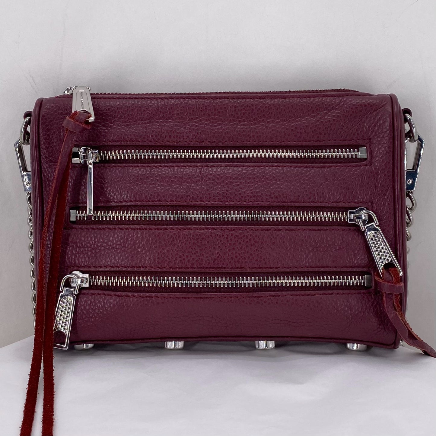 Burgundy Rebecca Minkoff Leather Pebbeled Leather Cross-body