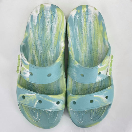 BLUE/GREEN W Shoe Size 8 CROCS Sandals