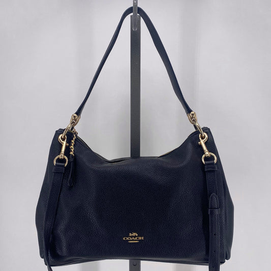 Black COACH Pebbeled Leather Leather Shoulder Bag