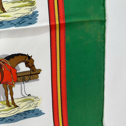 HERMES GREEN/WHITE SILK Scarf