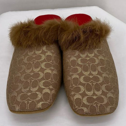 Tan W Shoe Size 8 COACH Slippers