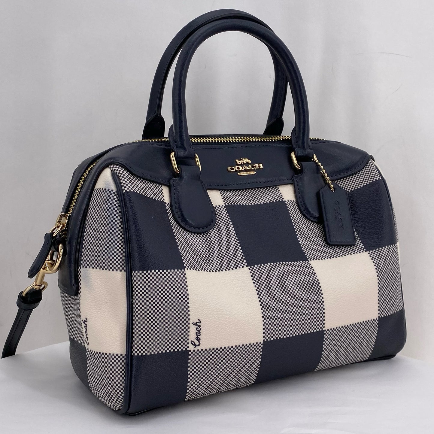 NAVY&WHITE COACH Satchel