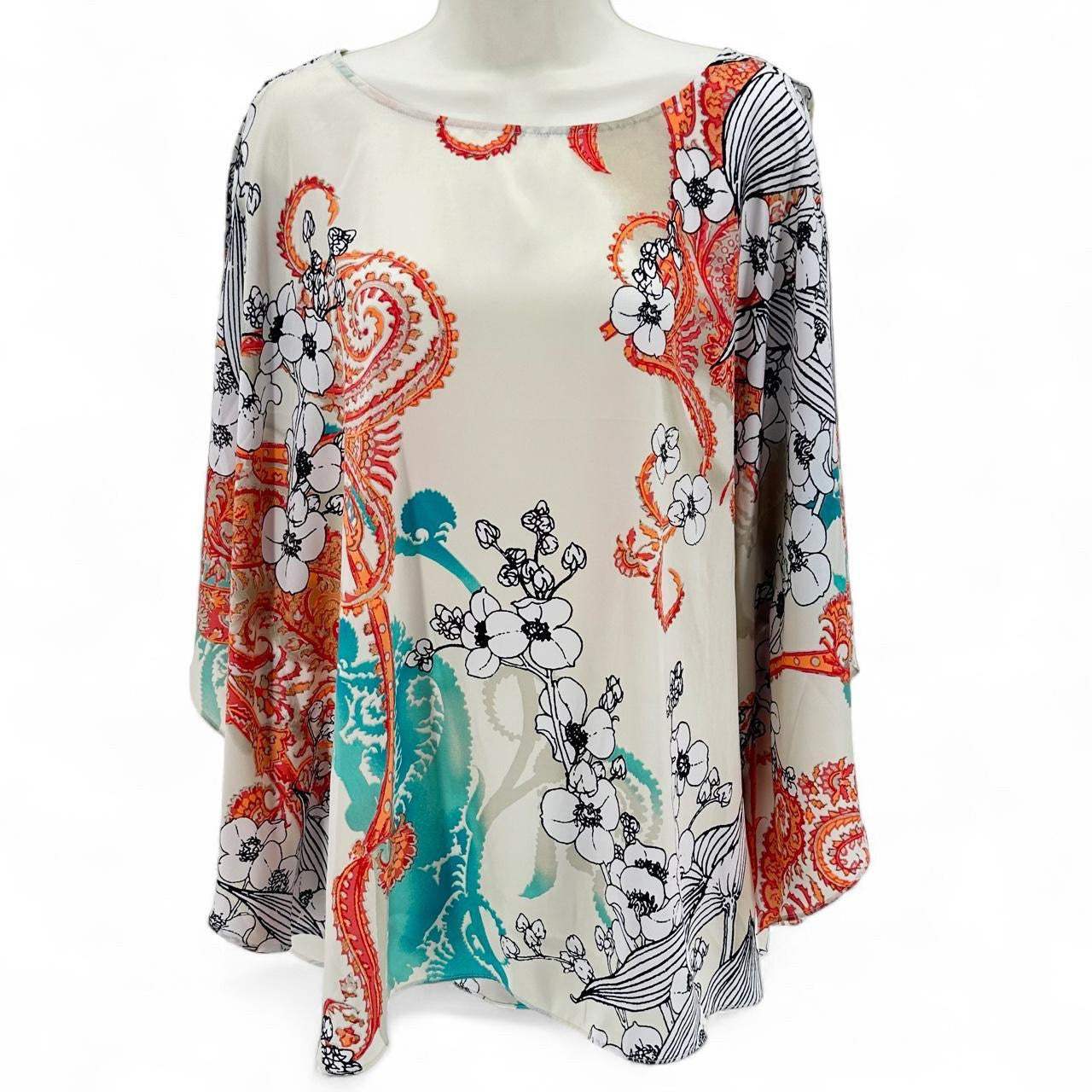 Size L/XL CHICO'S FLOWERS PONCHO