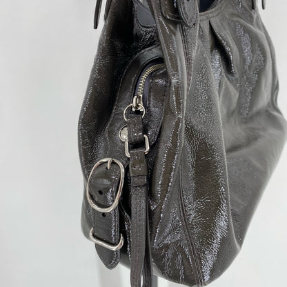 DARK GRAY COACH Leather PATENT Hobo