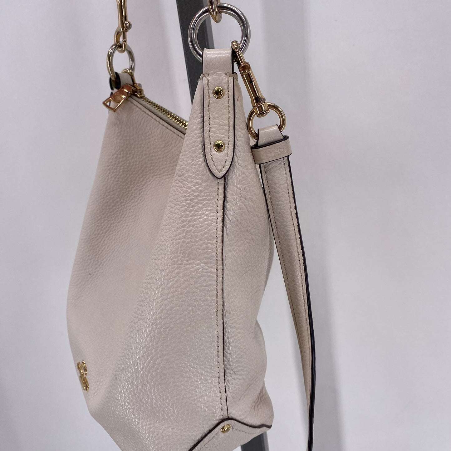 Cream COACH Leather Pebbeled Leather Cross-body
