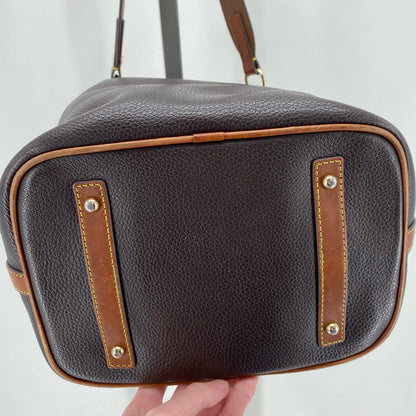 DARK BROWN DOONEY & BOURKE Leather Pebbeled Leather Shoulder Bag