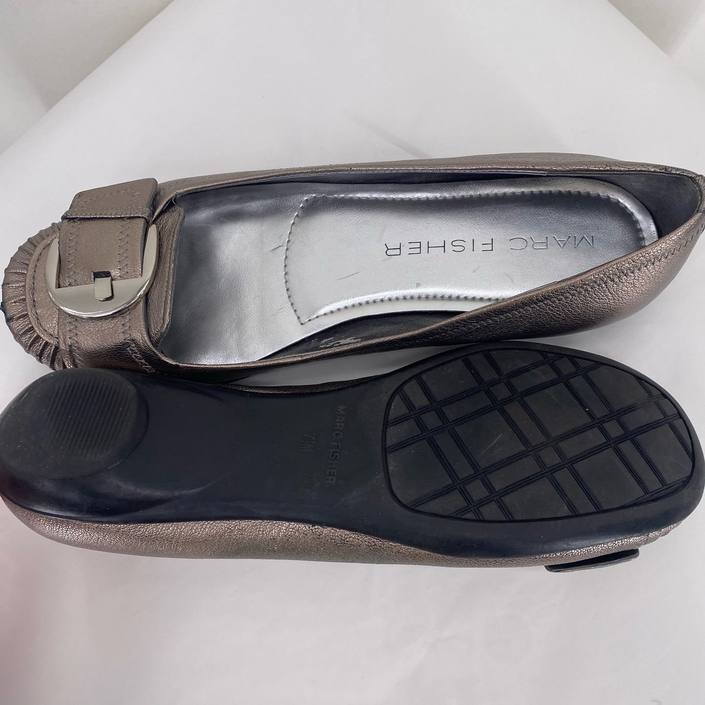 Silver W Shoe Size 7.5 MARC FISHER Flats