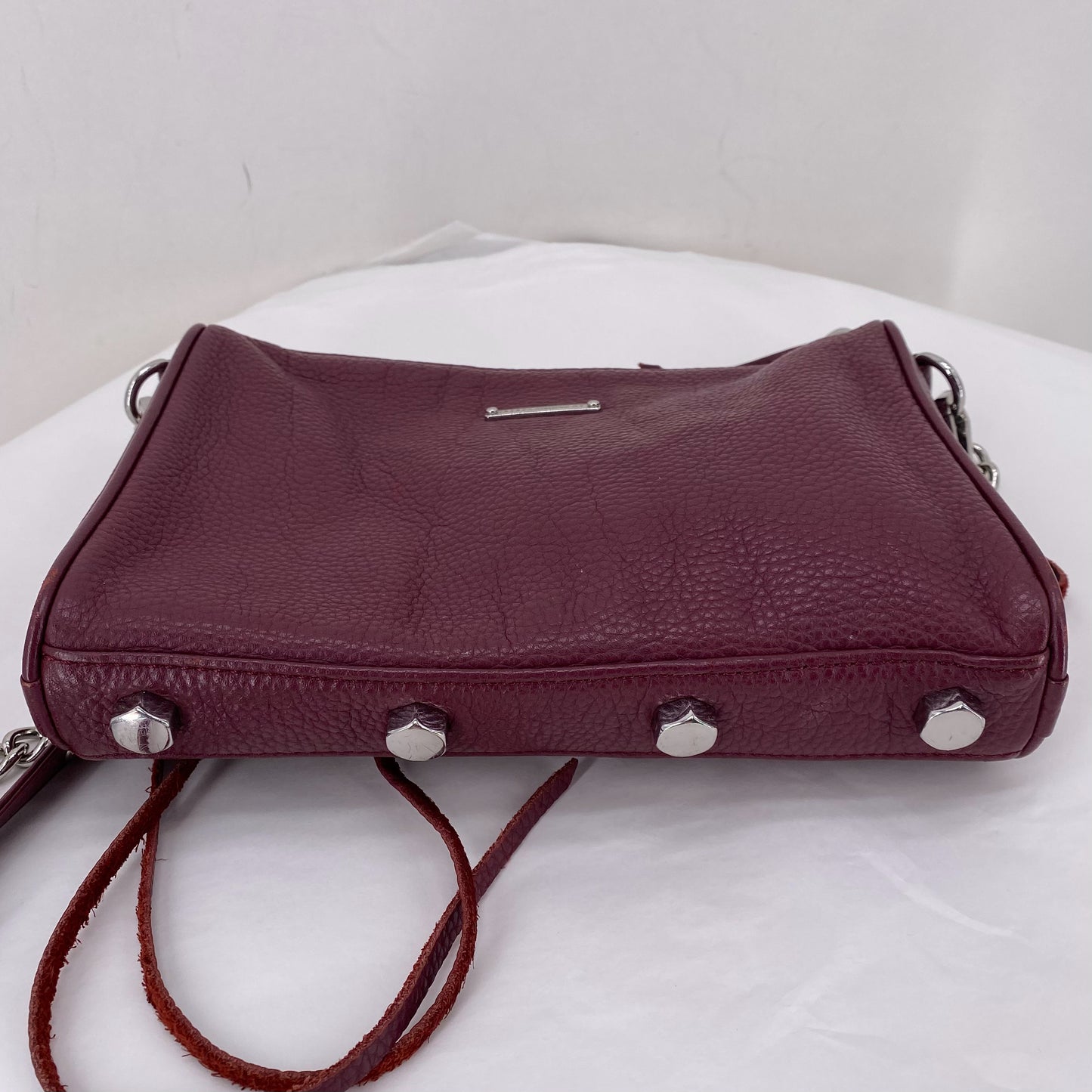 Burgundy Rebecca Minkoff Leather Pebbeled Leather Cross-body
