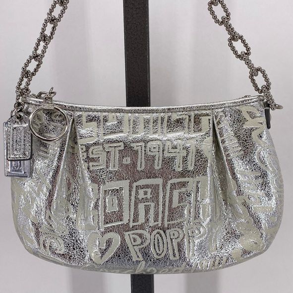 Silver COACH Shoulder Bag